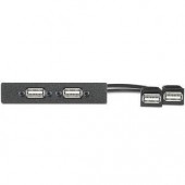 Вставка AAP с разъемами (2) USB A female- (2) USB A female, одинарная (черная), 25 см