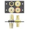 Вставка MAAP с разъемами (3) RCA f-f и (1) 4-pin MiniDIN f-f, двойная (черная)