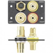 Вставка MAAP с разъемами (3) RCA f-f и (1) 4-pin MiniDIN f-f, двойная (черная, с надписями)