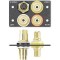 Вставка MAAP с разъемами (3) RCA f-f и (1) 4-pin MiniDIN f-f, двойная (черная, с надписями)