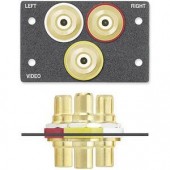 Вставка MAAP с разъемами (3) RCA f-f, двойная (белая, с надписями)