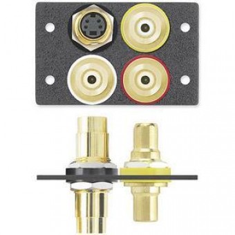 Вставка MAAP с разъемами (3) RCA f-f и (1) 4-pin MiniDIN f-f, двойная (белая)