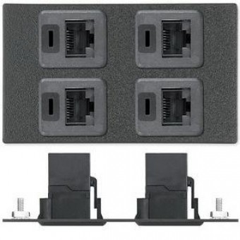 Вставка AAP с разъемами (4) RJ45 f-f, тройная (черная)