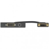 Вставка AAP с разъемами (1) DVI-I f-f на кабельной выноске и Jack 3.5 мм стерео, одинарная (черная)