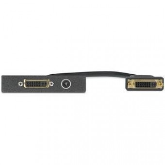 Вставка AAP с разъемами (1) DVI-I f-f на кабельной выноске и Jack 3.5 мм стерео, одинарная (черная)