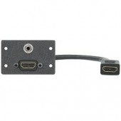 Вставка MAAP с разъемами (1) HDMI f-f на кабельной выноске и Jack 3.5 мм стерео, двойная (черная)