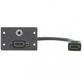 Вставка MAAP с разъемами (1) HDMI f-f на кабельной выноске и Jack 3.5 мм стерео, двойная (черная)
