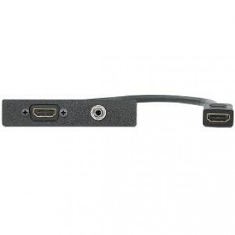 Вставка AAP с разъемами (1) HDMI f-f на кабельной выноске и Jack 3.5 мм стерео, одинарная (черная)