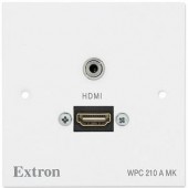 Панель настенная WPC 210 A EU, (1)HDMI f-f на кабельной выноске 15 см и (1)Jack 3.5 мм стерео на контакты под зажим, белая