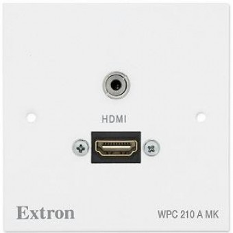 Панель настенная WPC 210 A EU, (1)HDMI f-f на кабельной выноске 15 см и (1)Jack 3.5 мм стерео на контакты под зажим, белая